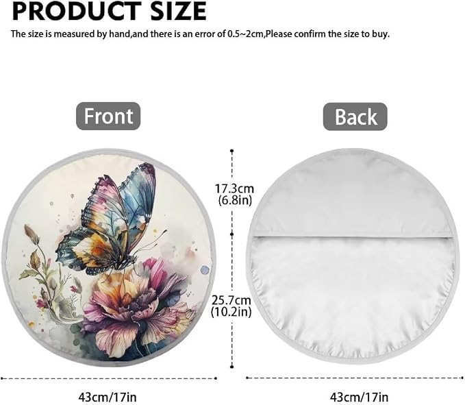 Universal Car Steering Wheel Sun Shade Cover, Butterfly Floral Heat-Resist Aluminum Foil Steering Wheel Cover for Most of Car SUV Truck Van