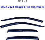 Tape On Window Visors Rain Guards Compatible with 2022-2025 Honda Civic Hatchback,Side Vent Visor Window Deflector Shade for Civic Hatchback LX Sport Touring EX-L 22-24,Truck Accessories-4pcs