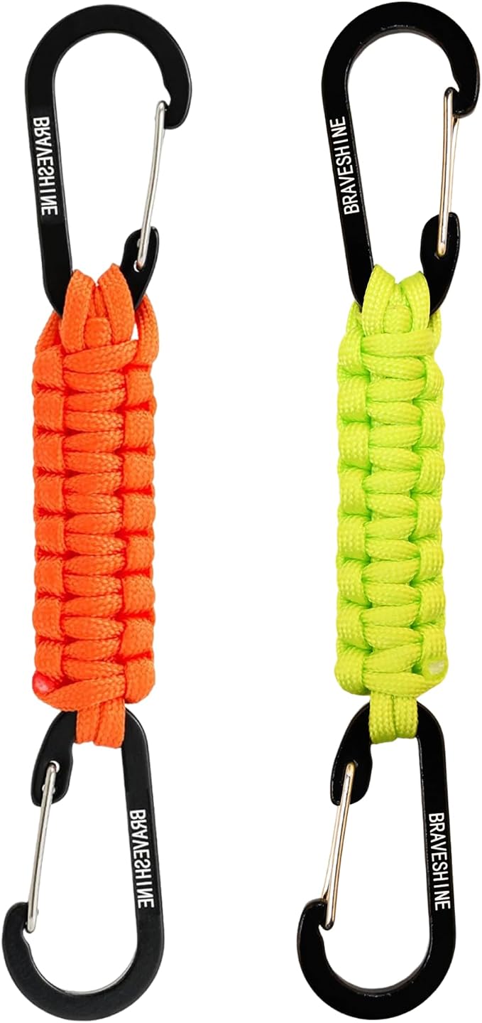 Paracord Keychain Carabiner Clip, D Ring Lanyard Hanger Stroller Hook for Water Bottle, Key, Backpacks, Men, Women