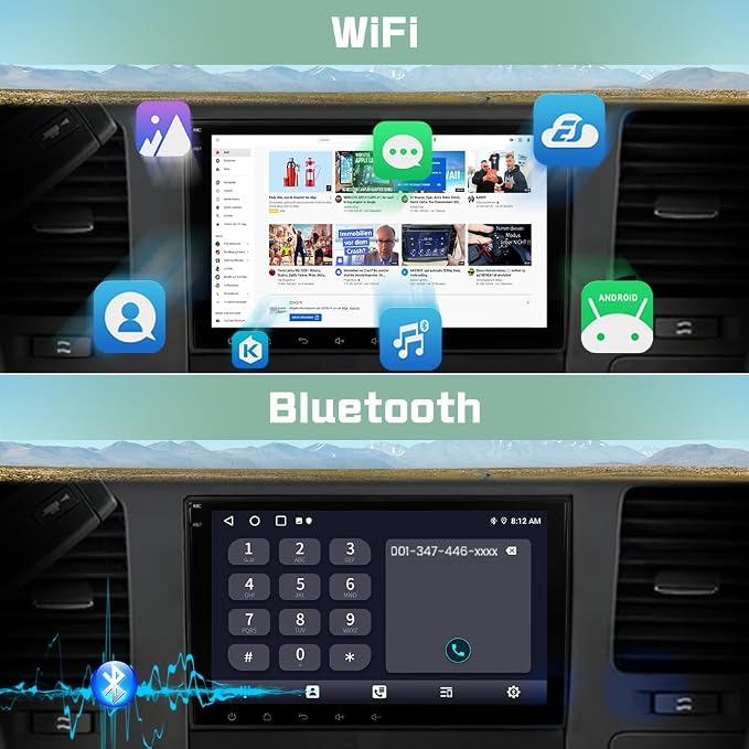 4Core Car Radio Stereo for Chevy Silverado Tahoe GMC Sierra Yukon 2007-2013, 8 Inch IPS Screen with CarPlay Android Auto Bluetooth GPS Navigation Backup Camera