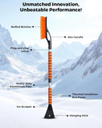 43" Ice Scrapers for Car Windshield Extendable | 3 Parts Detachable Telescopic Snow Brush for Car, Trucks, SUV | Long Snow Scraper with Brush | Car Winter Accessories (2 Pack)
