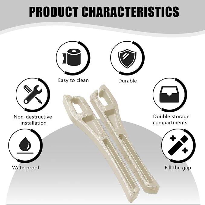 Car Seat Gap Filler, 2PCS Crevice Blocker Stopper Between Vehicle Seat Console, No Drop Automotive Fill Crevice Guard Interior Accessories, Universal for SUV Truck Sedan (Beige)