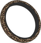 Cheetah Brown Leopard Pattern Black Hunting Steering Wheel Cover Car Accessories Cute for Women Girls Girly Universal 15 Inch Neoprene Auto Interior Decor Anti Slip Car Truck Protector
