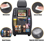 2 Pack Backseat Car Organizer & Kick Mat, Waterproof Seat Back Protector with Clear Pad/Tablet Holder, Universal Fit Car Organizer for Kids Travel Essentials & Storage for SUV/Truck/Sedan