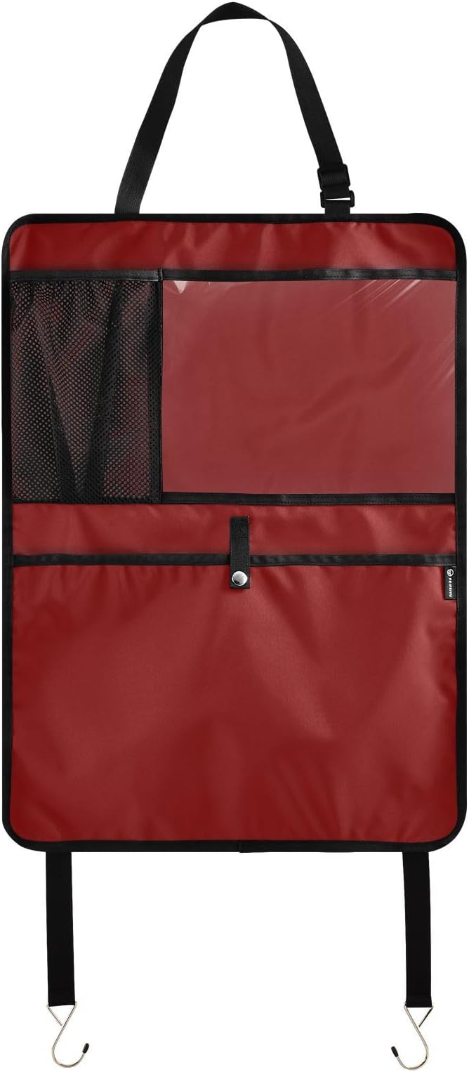 Maroon Car Front Seat Back Kick Mats, Seat Protection for Backseat