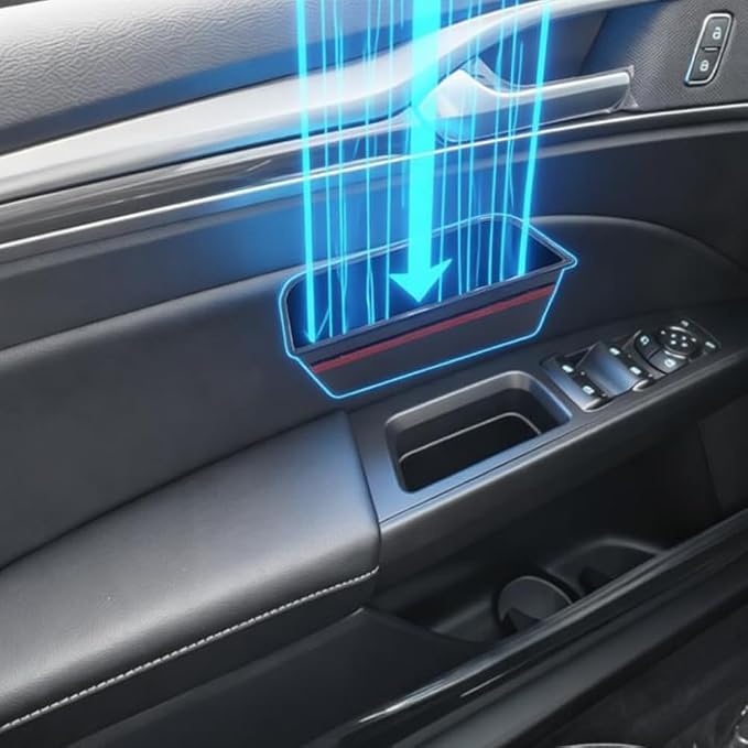 4pcs Door Side Storage Box Compatible with Ford Fusion 2013 2014 2015 2016 2017 2018 2019 2020 Armrest Phone Container Door Organizer Handle Pocket ABS Tray Insert Glove Pallet