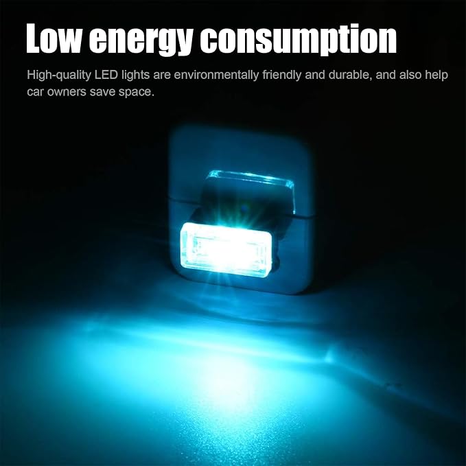 4 PCS USB LED Car Interior Atmosphere Lamp, Portable Mini LED Night Light, Plug-in USB Interface Trunk Ambient Lighting Kit, Universal Car Interior Accessories (Ice Blue)