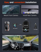 4K+1080P Dash Cam Front and Rear, Built-in WiFi GPS, 32GB SD Card Included | 2.0" IPS Screen, App Controls, Night Vision, 170° Wide Angle, G-Sensor Lock, Loop Recording, 24H Parking Mode, Quick Install