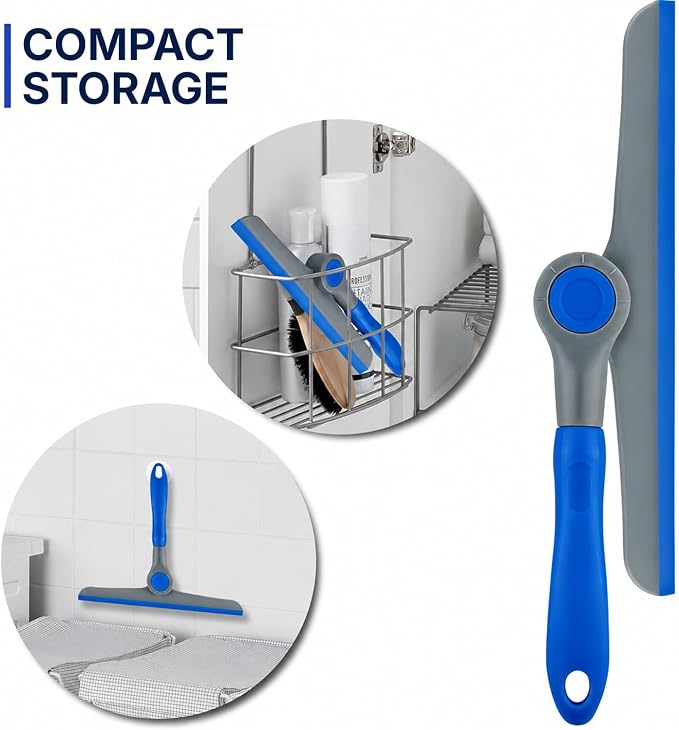 10" Heavy Duty Blue, Grey Window Cleaning Squeegee, Handheld Squeegee for Glass Doors, Windows, Car Windshields & More