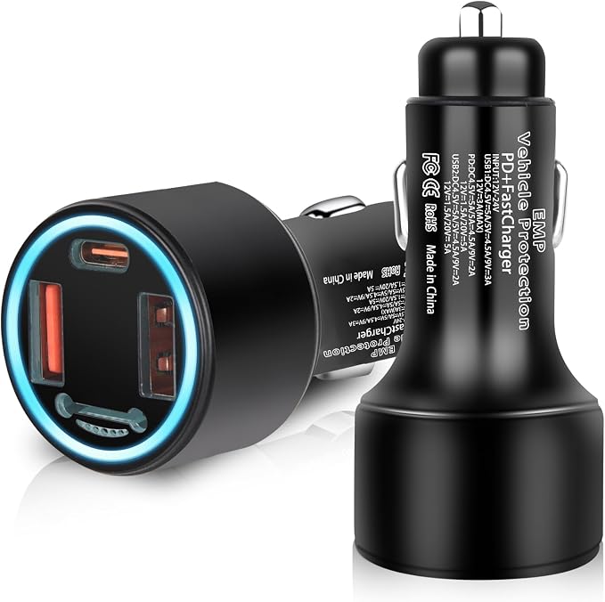 EMP Vehicle Protection, Protector Comes with 2 USB and 1 PDni Interfaces, Lightning, Solar Flare and Surge Protection, Suitable for 12-Volt DC in Cars and Trucks