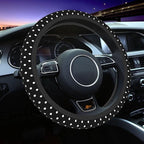 Black and White Polka Dot Steering Wheel Covers Non Slip Neoprene Steering Wheel Protector Universal 15 inch for Women Men