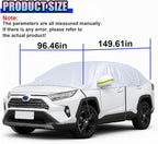 Half Car Cover for Sedan, 149" Windproof Windshield Cover, Dustproof Auto Sunroof Covers with Reflective Straps, All Season Universal Waterproof Vehicle Window Sun Protector(Hatchback)