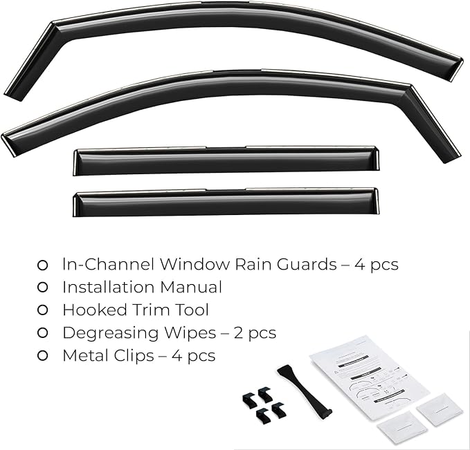 GrandWheel Window Deflectors Smoke Tinted in-Channel Side Window Vent Visor Deflectors Rain Guards Compatible with GMC Acadia 2024-2026 - 4 pcs. GW1002