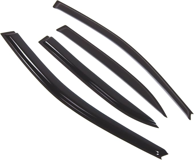 WD2-421 Dark Smoke 4 Pcs Set Window Visor (Outside Mount) Deflector Rain Guard Compatible with 2003-2008 Toyota Corolla Sedan