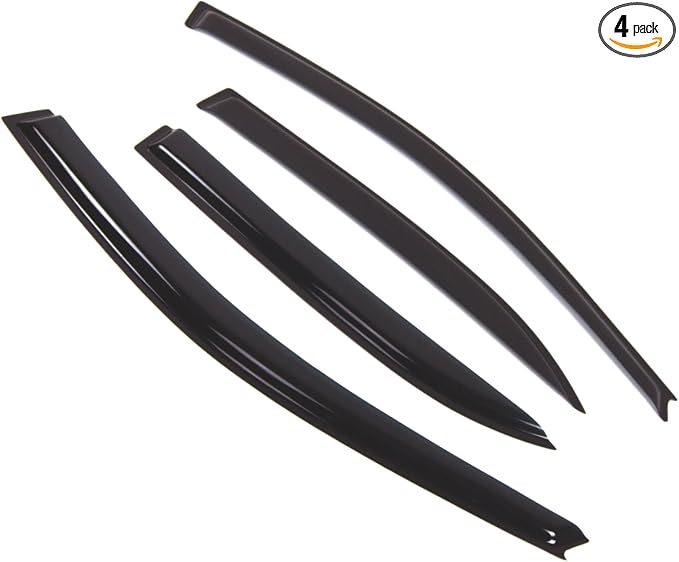 Outside Mount Window Vent Visors Rain Guards Compatible with Toyota Corolla Sedan 2003-2008 | Side Window Wind Deflectors Rain Shields | Black Tinted, 4 Pcs Set, BGWV-421