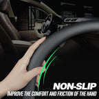Nappa Premium Leather car Steering Wheel Cover, Non-Slip, Breathable, Universal 15 inches, Black.