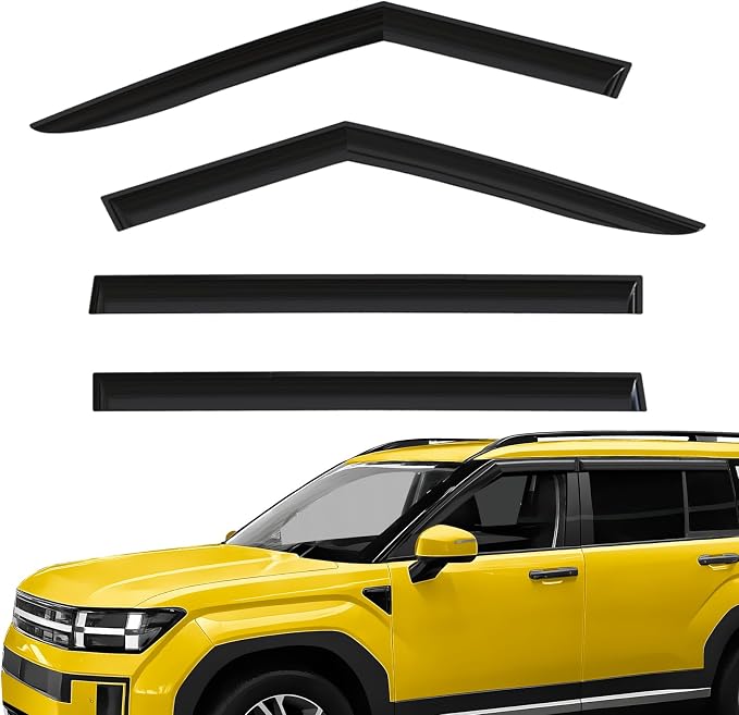 Extra Durable Window Deflectors Tape-On Window Visors Rain Guards Fit for Hyundai Santa Fe 2024-2026, Sun Visors, Wind Vent for Shades, Exterior Car Accessories - 4 pcs. AG0997