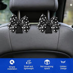 2PCS Car Seat Headrest Hook, Cute Bow Backseat Hanger Holder for Purse Bag Handbag Coat, Auto Interior Seat Back Grocery Storage Organizer Hook, Universal for Vehicles (Black Polka Dots)