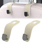 2 Pcs Seat Headrest Hook for Car, Seat Back Hanger Holder Hooks, Hanger Storage Organizer for Purse Bags Coat, Car Interior Accessories Leather Hidden Hook