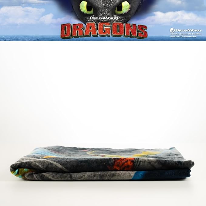 How to Train Your Dragon Toothless Kids Super Soft Cotton Bath/Pool/Beach Towel, 58 in x 28 in, (Offically Licensed Product) by