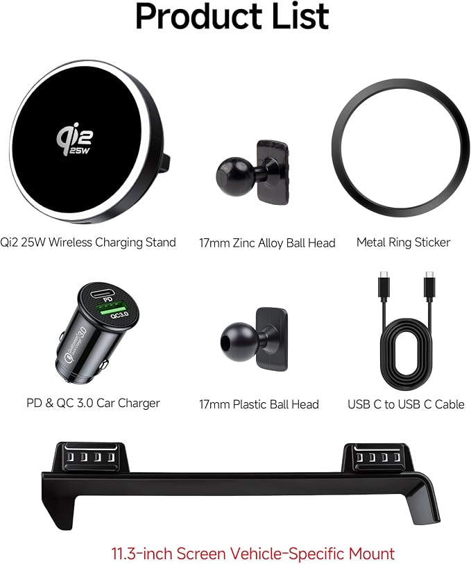 Qi2.2 25W Wireless Charger Car Phone Mount for Chevrolet Colorado 2023-2026 | 11.3" Screen, Magsafe Accessories Fast Charging Magnetic Cell Phone Holder Clip Compatible with iPhone Android, GPS Bracket