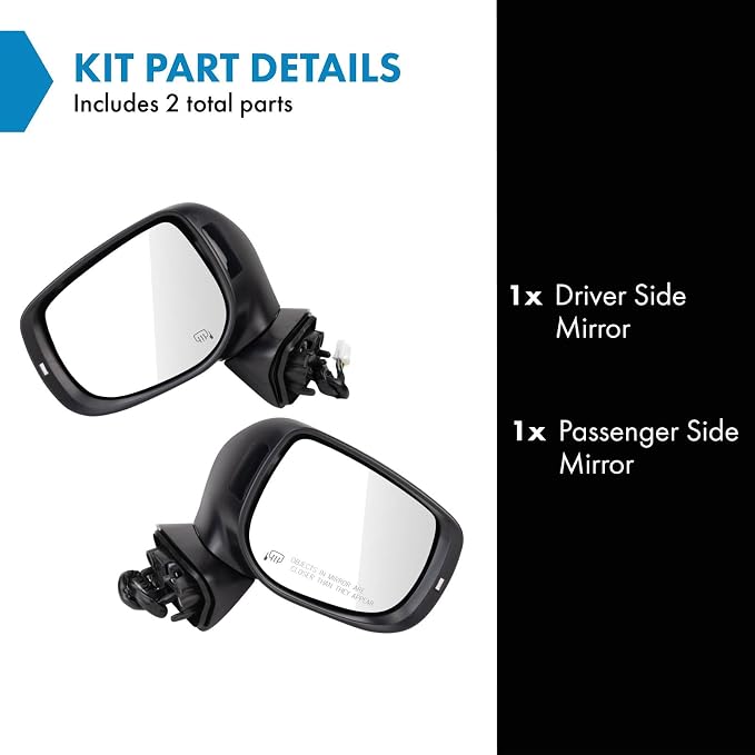 Driver and Passenger Side Mirror Set Power Heated Turn Signal Blind Spot Indicator Smooth Black Compatible with 2019-2020 Subaru Forester SU1320170 SU1321170