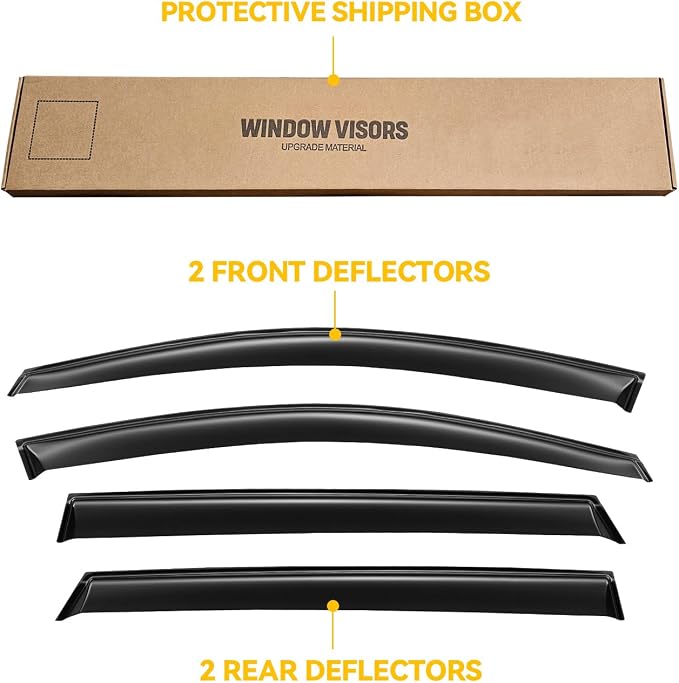 Window Visor for 2016-2020 Kia Sorento, Out-Channel Rain Guards Shields Vent Deflector Shade Wind Dark Smoke Ventshade Ventvisor for 16-20 Sorento 2017 2018 2019 16 17 18 19 20, Outside-Mount, 4PCS