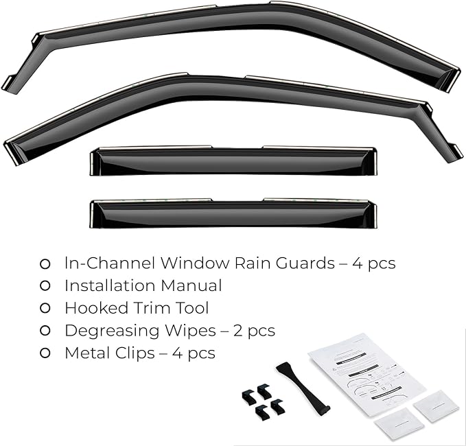 Window Deflectors Smoke Tinted In-Channel Side Window Vent Visor Deflectors Rain Guards Compatible with Explorer 2020-2026 - 4pcs. GW0711