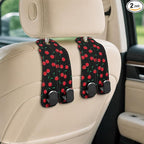 Cute Cherry Car Seat Back Storage Headrest Hooks for Purses & Bags – 2PCS PU Leather Dual Metal Hooks, Backseat Organizer Accessories