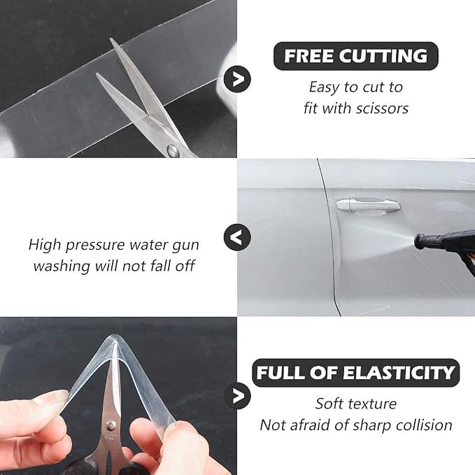 Universal Car Door Edge Protector, Clear Sill Guard Film with Anti-Collision Protection for Most Vehicles (33Ft x 2.7In, Transparent)