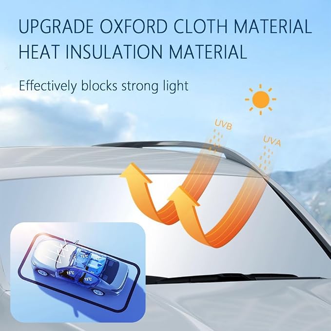 Car Windshield Sun Shade Compatible with Chevrolet 2019-2026 Silverado 1500,Oxford Cloth Sun Shade for Car Windshield with Foldable Design,Windshields Cover Suns Shades with Storage Bag