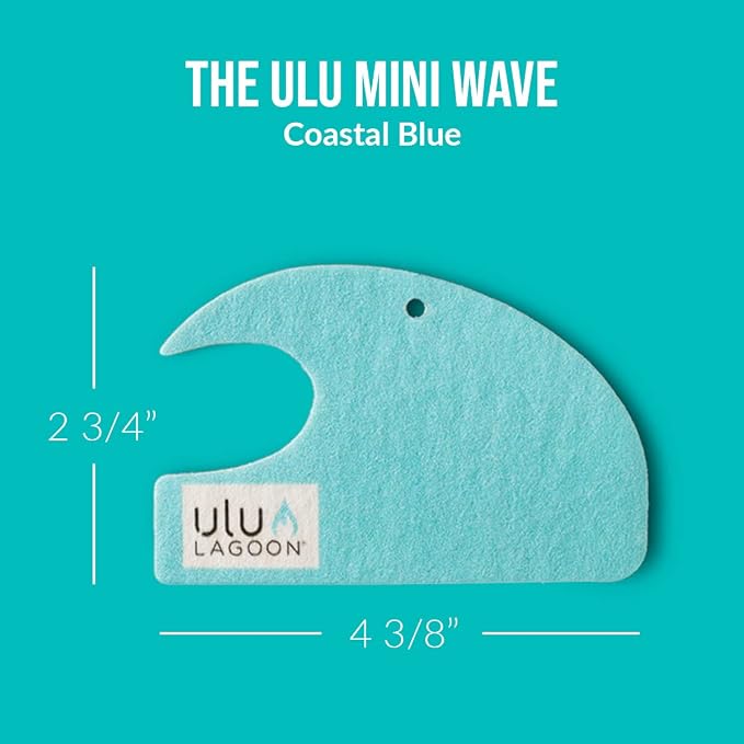 Hanging Car Air Freshener | Tropical Beach Coconut Surf Wax Scent Mini Wave | Long Lasting Car Freshener, Closet and Beyond | Made In USA | 3 Pack (Blue)