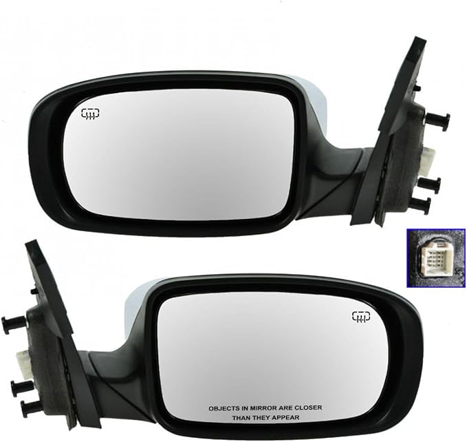 2 Piece Driver and Passenger Side Mirror Assembly Set Electric Adjustment Heated No Memory Chrome Compatible with 2011-2014 Chrysler 200 CH1320329 CH1321329