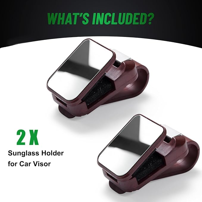 2 Pack Sunglasses Holder for Car, One-Handed-Operation Visor Sunglass Holder Clip, Easy Access Storage for Driving,Universal Fits (Textured Red)