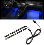 Wevdn Car Interior LED Strip Light, 12V 24 LED Waterproof Neon Ambient Night Light with USB Port, Automotive Atmosphere Decorative Under Dash Lighting Kit, Car Accessories (Blue)