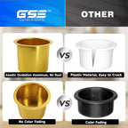 GSE Games & Sports Expert Jumbo Aluminum Cup Holder, Drop-in Cup Holder for Casino Poker Tables, Work Desks, Boats, RVs, Cars & Trucks (Gold, 10-Pack)