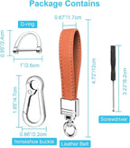 Genuine Leather Car Keychain,Universal Heavy Duty Metal Key Chain Accessories,Car Fob Key Keychain Holder with 360 Degree Rotatable Snap Swivel and Anti-Lost D-Ring for Men Women(Orange)