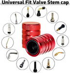 4-Piece Anodized Aluminum-Plastic Composite Tire Valve Stem Caps with Integrated Plastic Sleeve,Corrosion-Resistant and Universal Fit,Suitable for Cars, Trucks, and Motorcycles (Red)