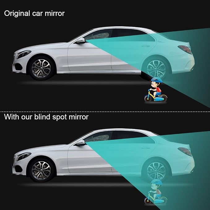 Frameless Blind Spot Mirror for Cars - 2 Pack HD Glass Convex Rear View Mirror, 360° Rotate Sway Adjustable Side Mirror for SUV, Truck, Van - Driving Safety Accessories