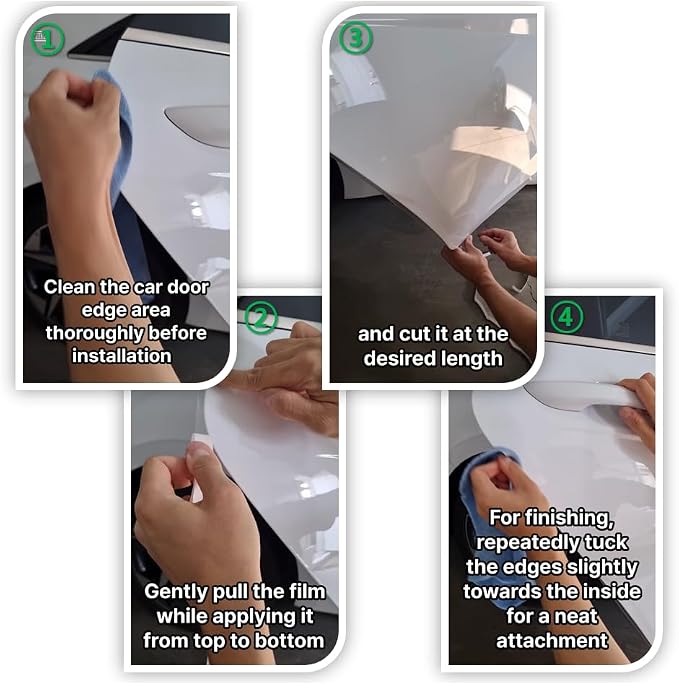 4doors Customized Car Door Edge Protector Made with 3M Paint Protection Film, Clear(Transparent), Anti Scratch, Universal Fit for Most Cars (Clear 0.5inx36in /4strips)