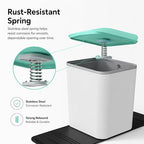 Mini Car Trash Can with Press Lid, Leakproof One-Piece Design, ABS Plastic Garbage Bin with Stainless Steel Spring for Auto Interior (White)