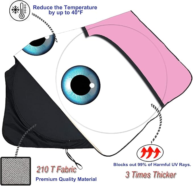 Truck Windshield Sun Shade for Car Windshield Cover Interior Front Window Shades Sun Visor Protector Blocks UV Rays Must-Have Truck Accessories for Pickup, SUV, Sedan, Van, Bonneville (Pink, XL)