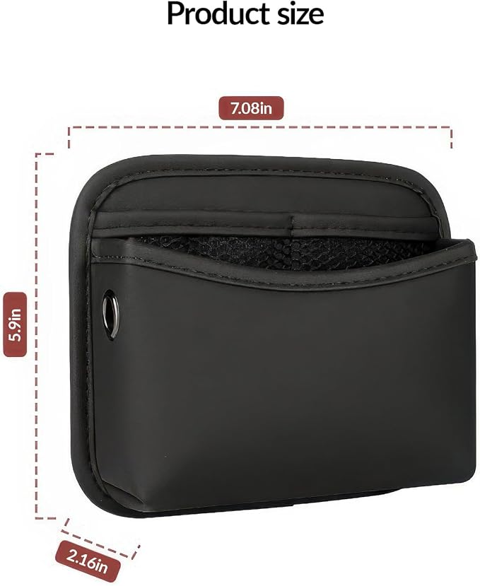 2Pack Car Seat Side Storage Pocket, PU Leather Small Organizer, Multifunctional Console Side Organizer Bag for Phone,Keys, Sunglass and Wallet (Black)
