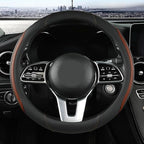 Car Steering Wheel Cover, Leather Steering Wheel Cover Brown Universal 14.5-15 Inch Microfiber Leather Anti-Slip Breathable Auto Steering Wheel Covers for Men Women (Brown)