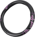 Design Comfort Grip Steering Wheel Cover for Car SUV Van and Truck, 15 inch Standard Size, Pink Butterflies
