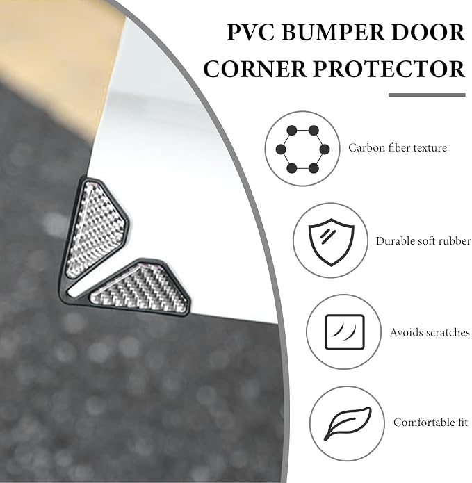 2PCS Car Door Protector Edge Guards, Carbon Fiber Anti-Collision Auto Door Corner Protector, Anti-Rub Trim Sticker Front Do or Corner Decoration for Cars Trucks SUVs (Silver)