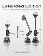 Magnetic Car Phone Holder [Strong Suction&Strong Magnetic] 360° Adjustable Car Phone Mount for Windshield, Ultra-Durable Metal, Suction Cup Car Phone Mount for iPhone Samsung All Smartphone