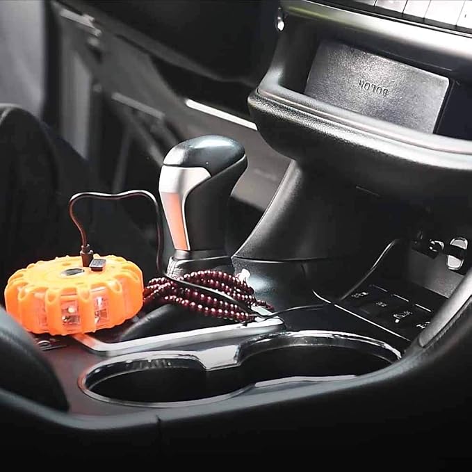 USB Rechargeable LED Road Flares Emergency Lights-Roadside Warning Car Safety Beacon Flashing Disc Flare Kit with Magnetic Base for Vehicles & Boat | 6 Beacon Disc Pack