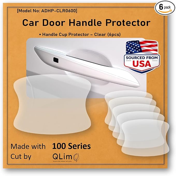 6pcs Customized Car Door Handle Cup Protector Made with 3M Paint Protection Film Series, Sticker/Guard, Clear(Transparent), Anti Scratch, Universal Fit for Most Cars (Clear/6pcs)