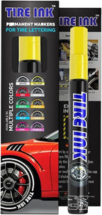 Color Tire Paint Pen - Waterproof Permanent Paint pens for Car Wheels Lettering | Car Wash Safe and Durable | Made in Japan (Yellow, 1 Count (Pack of 1))